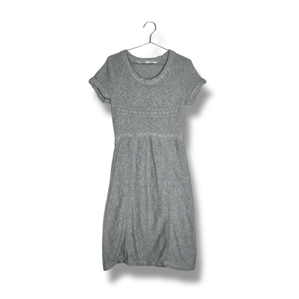 Athleta Wool and Silk Blend Heather Gray Short Sleeve Mini Sweater Dress - Picture 2 of 6